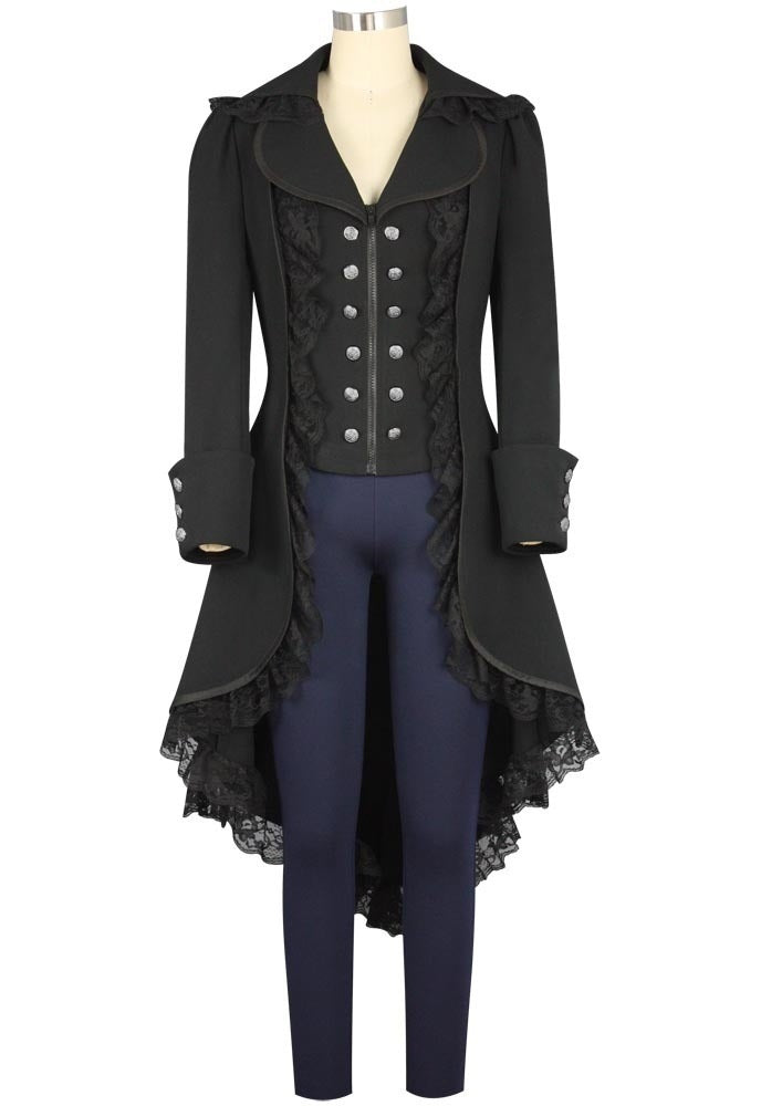 Halloween Damen victorianische Smoking-Jacke Frack Steampunk Jacke