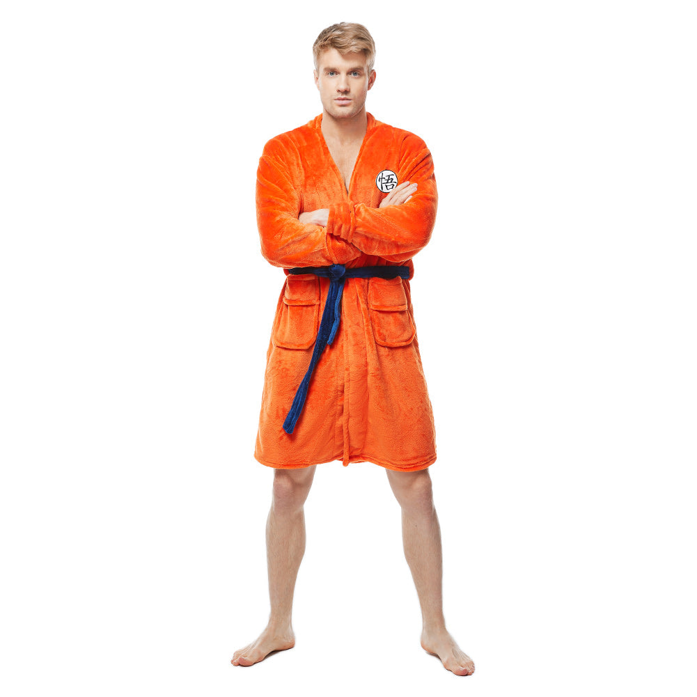 Bademantel Dragon Ball Cosplay Son Goku Kostüm Schlafanzug Plüsche Robe Mantel Erwachsene Pajamas