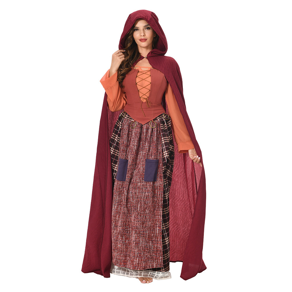 Damen/Kinder Hocus Pocus Sarah Mary Winifred Sanderson Umhang mit Kapuze