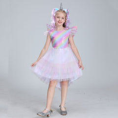 Mädchen Halloween Einhorn Cosplay Kostüm für Kinder Tütukleid