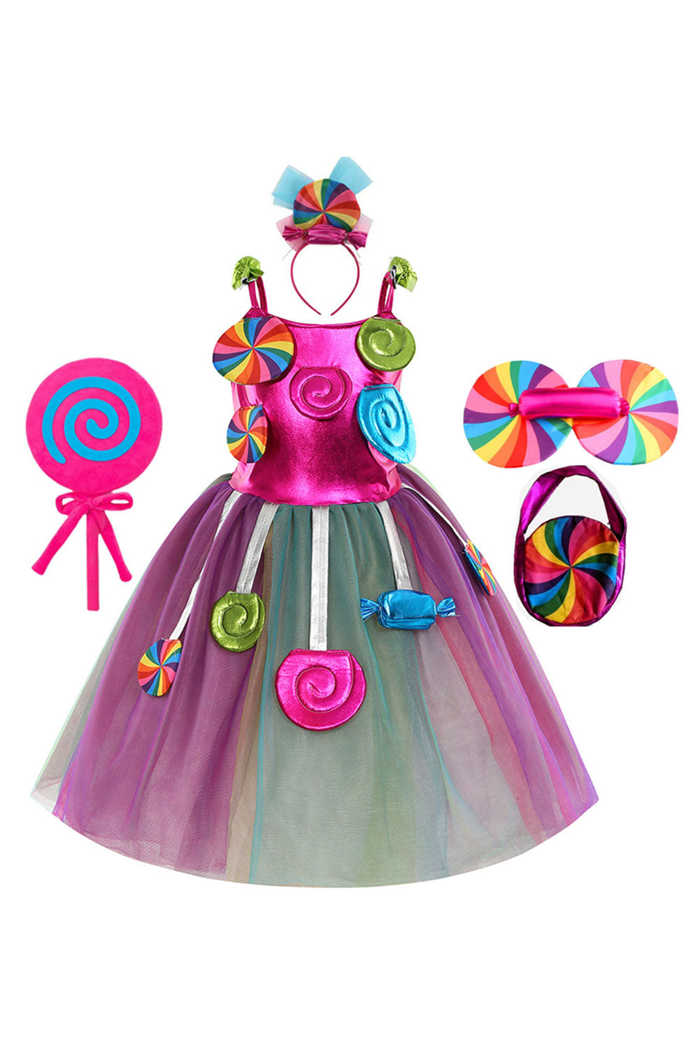 Kinder Mädchen Süßigkeit Cosplay Kostüm Outfits Fantasia Halloween Karneval Party