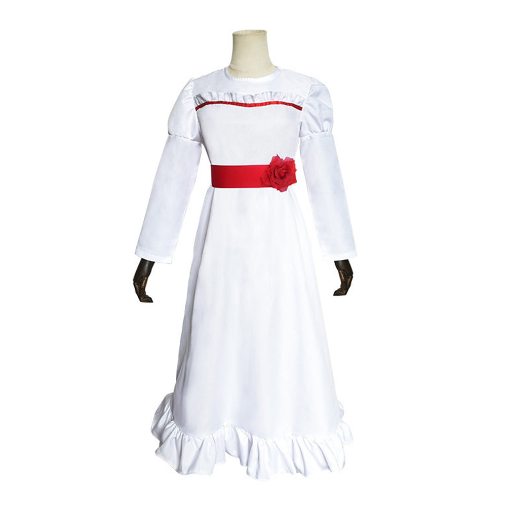 Kinder Mädchen Annabelle Kleid Weiß Karneval Halloween Kostüm