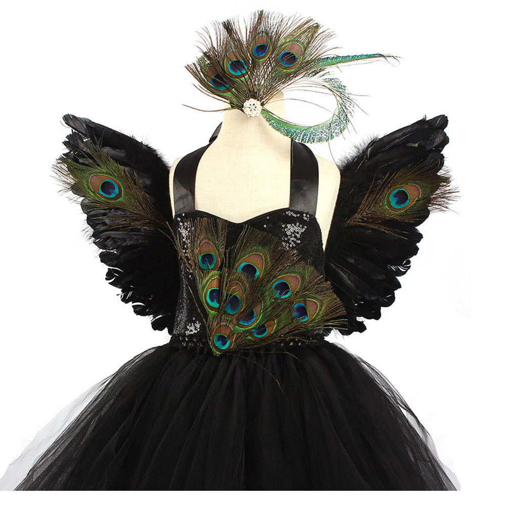 Kinder Mädchen Pfau Cosplay Kostüm Tutu Kleid Outfits Halloween Karneval Party Verkleidung Anzug