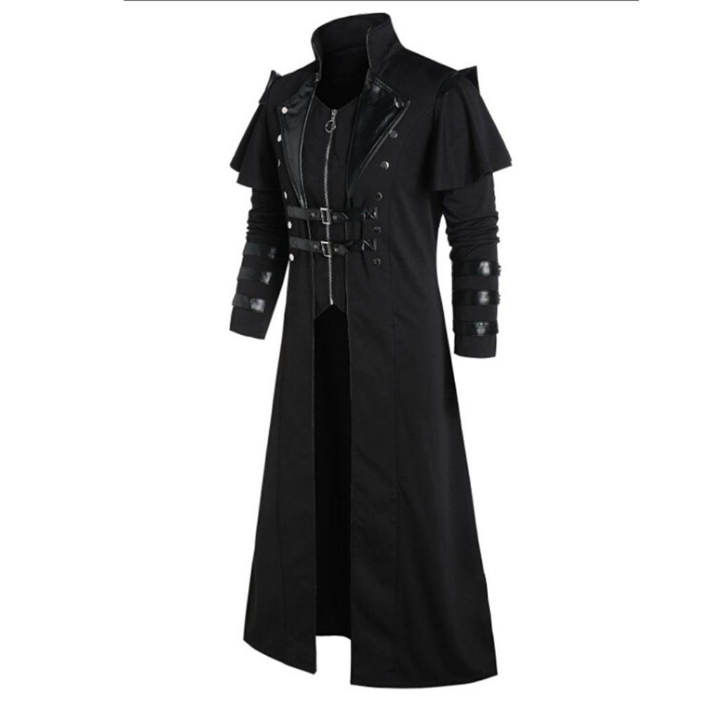 Mittelalterliche Herren Mantel gotische Steampunk Hooded Jacke Cosplay Kostüme für Halloween Karneval - Karnevalkostüme