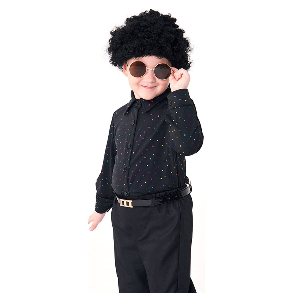 Kinder Retro Amerikanische 70er Disco Pailletten Sängerin Cosplay Kostüm Outfits Halloween Karneval Anzug