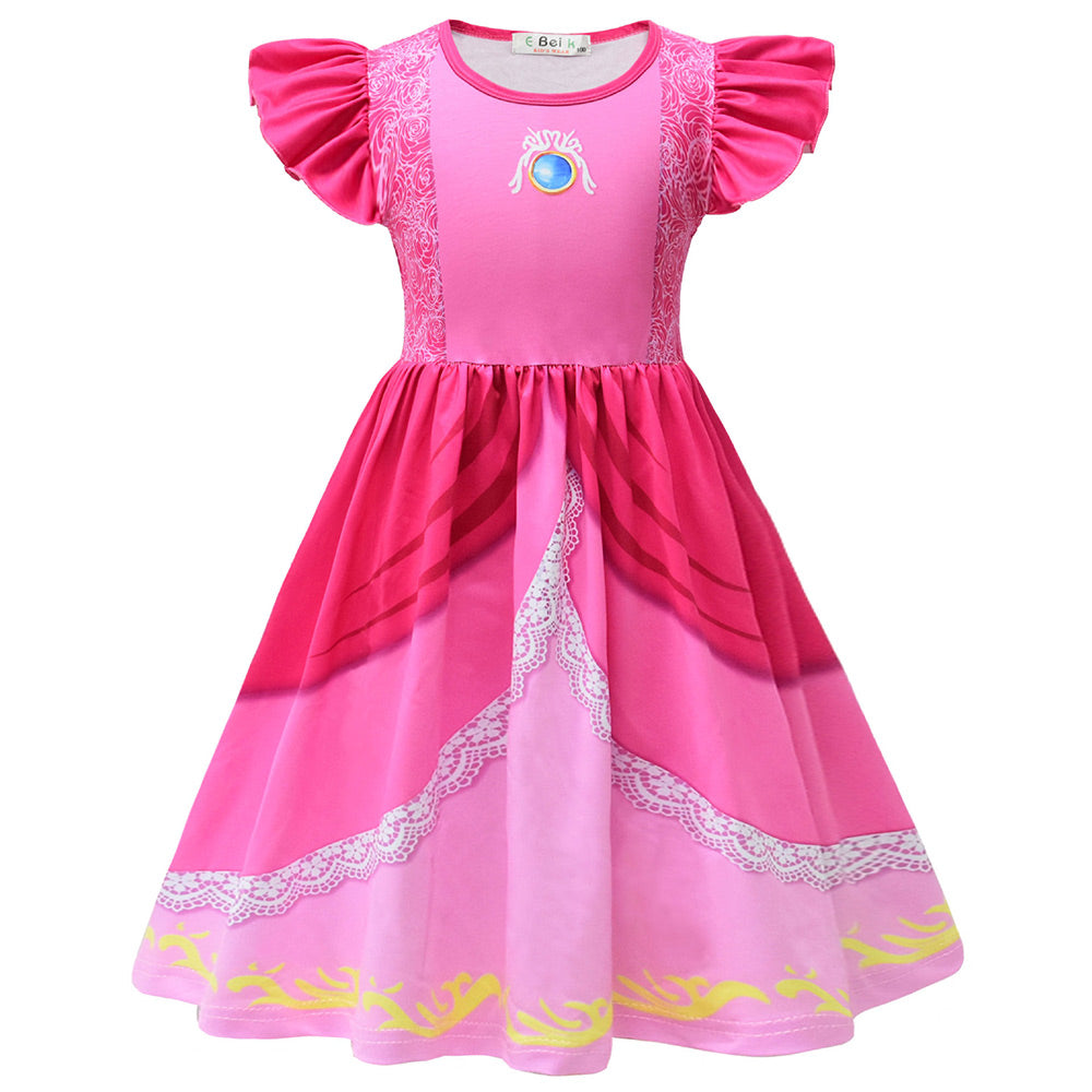 Kinder Super Mario peach Cosplay Kostüm Halloween Mädchen Karneval Party Verkleidung Anzug