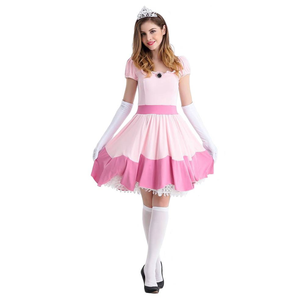Kinder Der Super Mario Bros Pfirsich Cosplay Kostüm Kleid Outfits Halloween Karneval Party Anzug