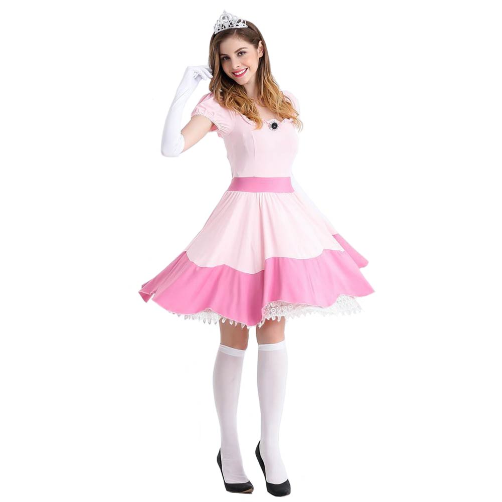Kinder Der Super Mario Bros Pfirsich Cosplay Kostüm Kleid Outfits Halloween Karneval Party Anzug