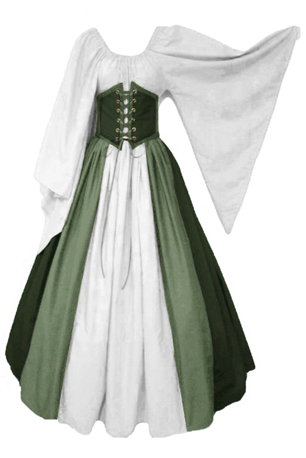 Renaissance Kleid für Damen Trompetenärmel Mittelalter Gotik Kleid Erwachsene