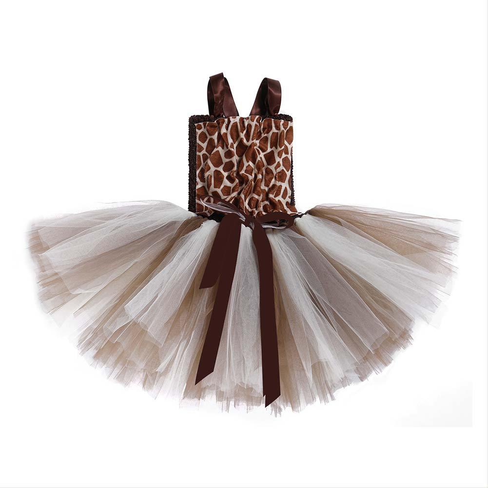 Giraffe Mädchen Kleid Tutu Tülle Kleid Faschingkostüm auch für Alltag Partykleid Geburstag Festkleid Ärmellos Kostüm - Karnevalkostüme