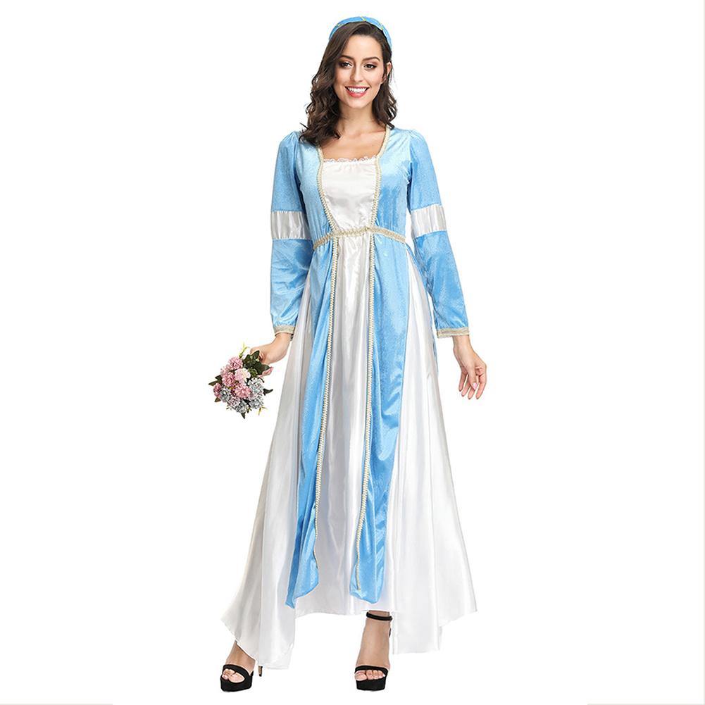 Damen Retro Mittelalter Renaissance Kostüm Satin Rundhals Königin Party Kleid Erwachsene - Karnevalkostüme