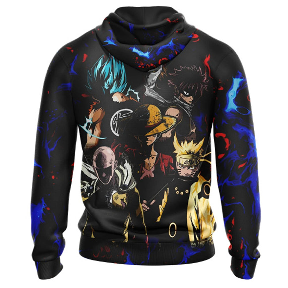 One Piece X Naruto X Dragon Ball Cosplay Hoodie 3D Druck Sweatshirt Erwachsene Pullover mit Kaputze