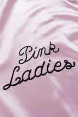 Damen Pink Lady Jacke Retro Halloween 50er Jahre Kostüm Rock Roll Lady mit Schal