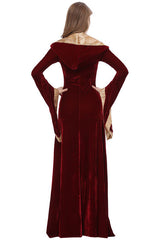Halloween Damen Retro Bodenlang Königin Kleid Cosplay Kostüm