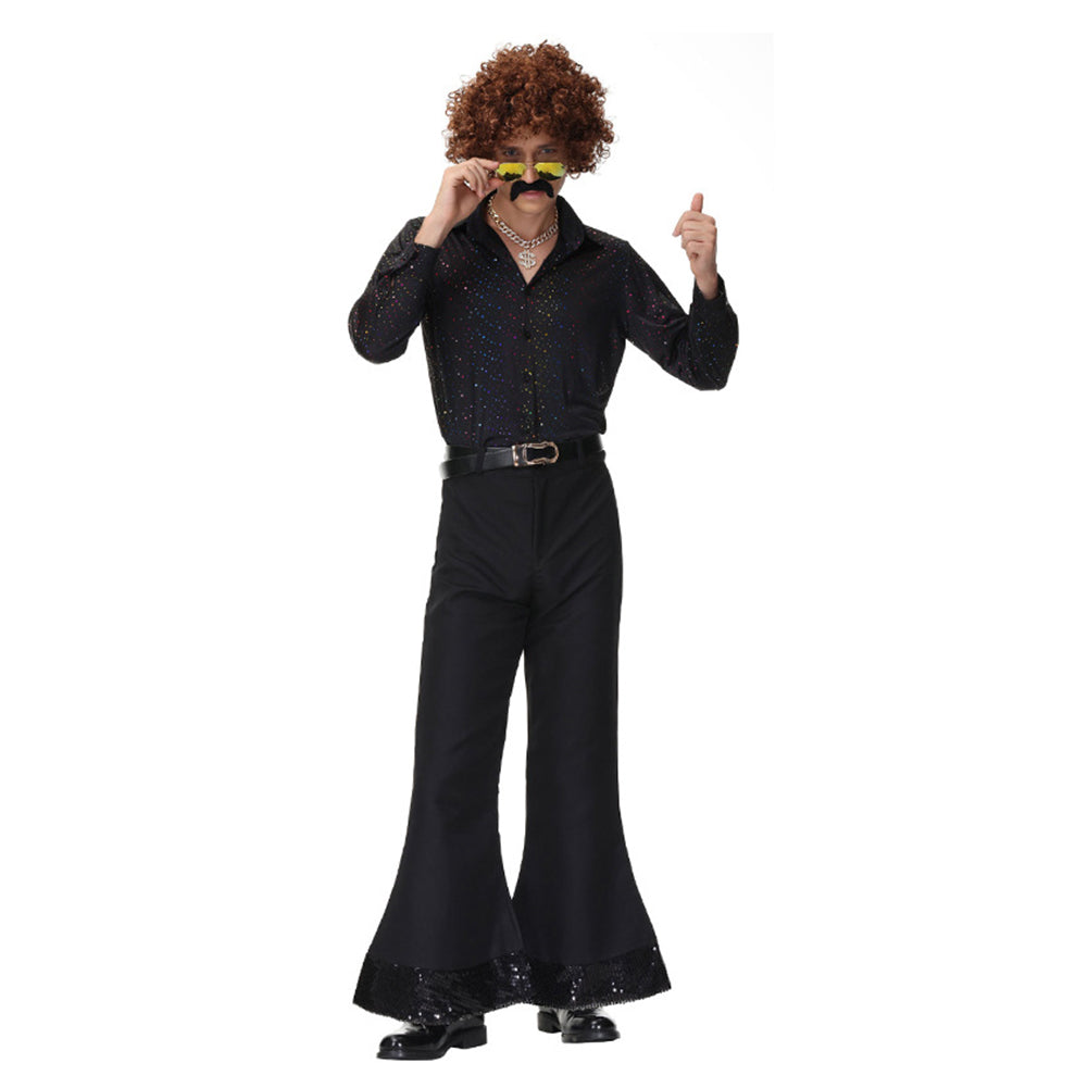 Erwachsene Herren Retro 60er/70er Jahre Hippie Kostüm Männer Halloween Party Disco Cosplay Fasching Kostüm