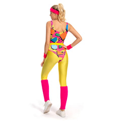 Damen 6Stück/Set 80er 90er Jahre Legging Cosplay Kostüm Sportbekleidung Stirnband Outfits Halloween Karneval Anzug