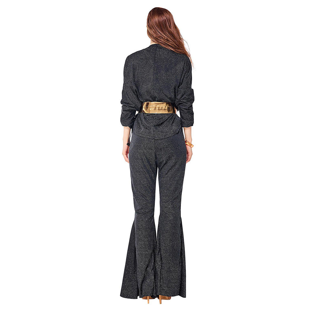 Damen Retro Europäische Amerikanische 70er Disco Pailletten Bar Kostüme Cosplay Halloween Karneval Party Kostüme