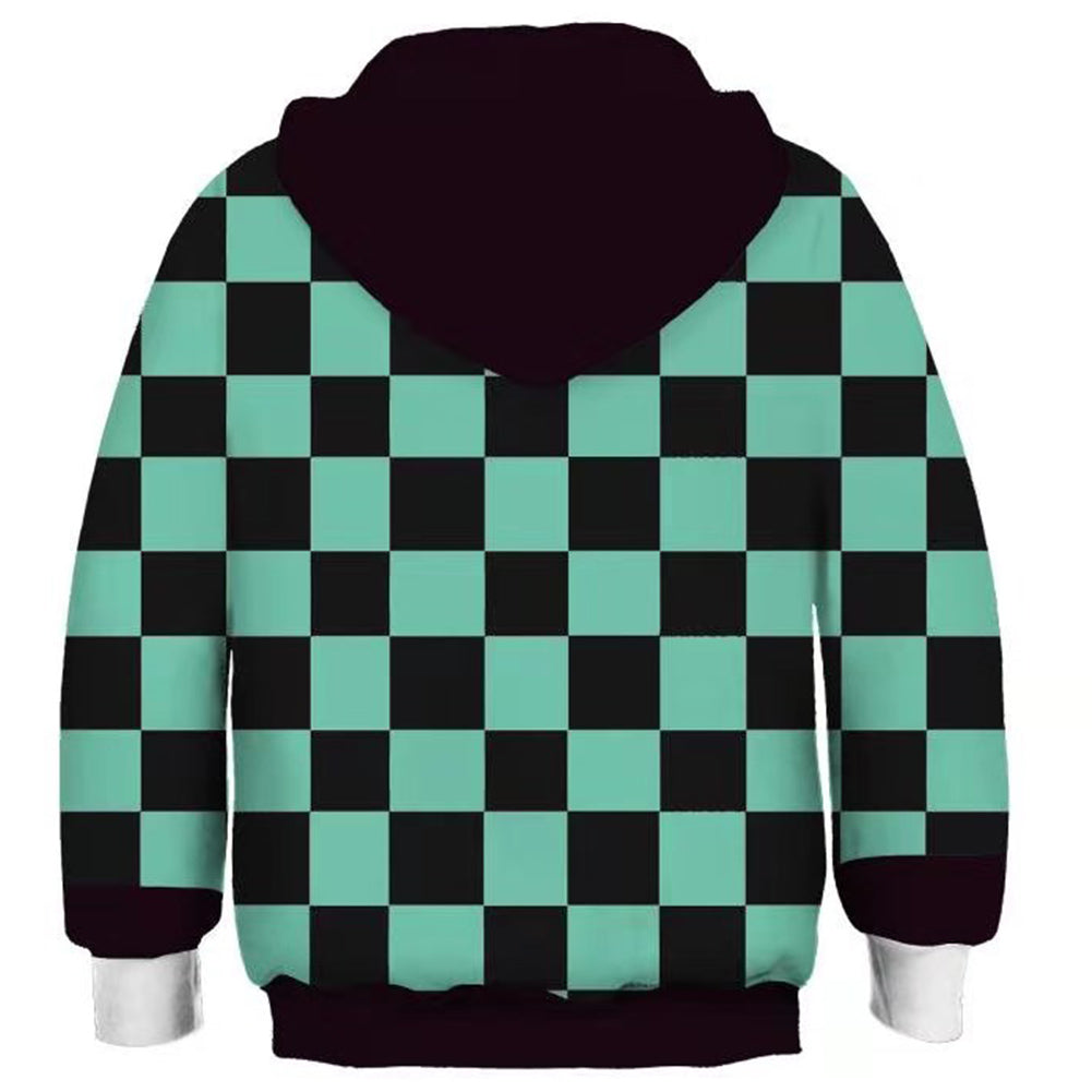 Kinder Demon Slayer: Kamado Tanjirou Kimetsu no Yaiba Hoodie für Kinder Pulli Pullover mit Kaputze Jungen Mädchen