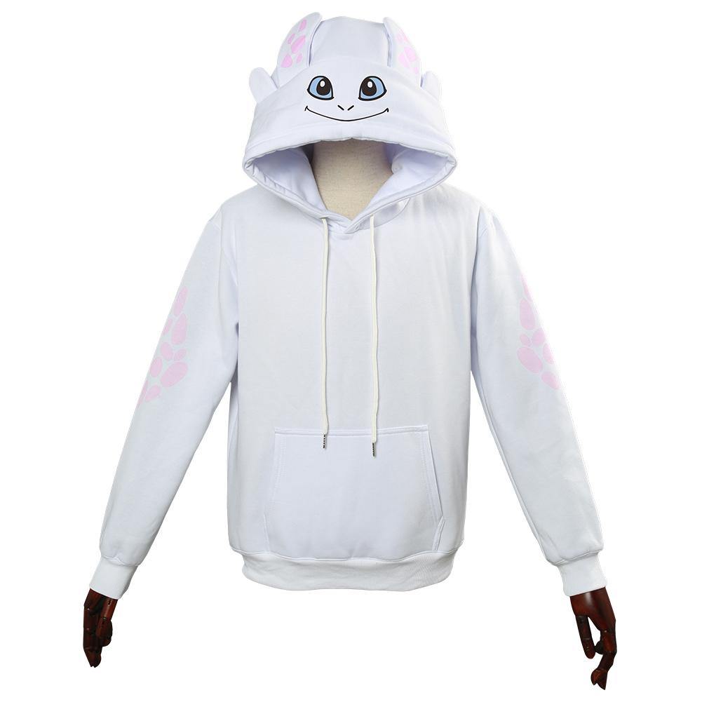 Drachenzähmen leicht gemacht 3 Die geheime Welt Toothless Hoodie Pullover mit Kaputze Pulli für Erwachsene Weiß Hoodie - Karnevalkostüme