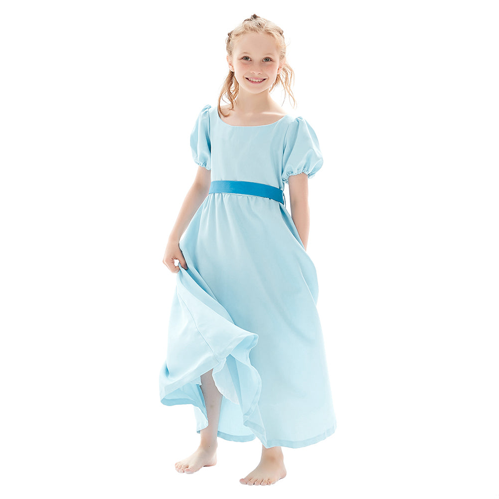 Kinder Mädchen Neverland Peter Pan Nimmerland Wendy Darling Kleid Cosplay Kostüm Blau