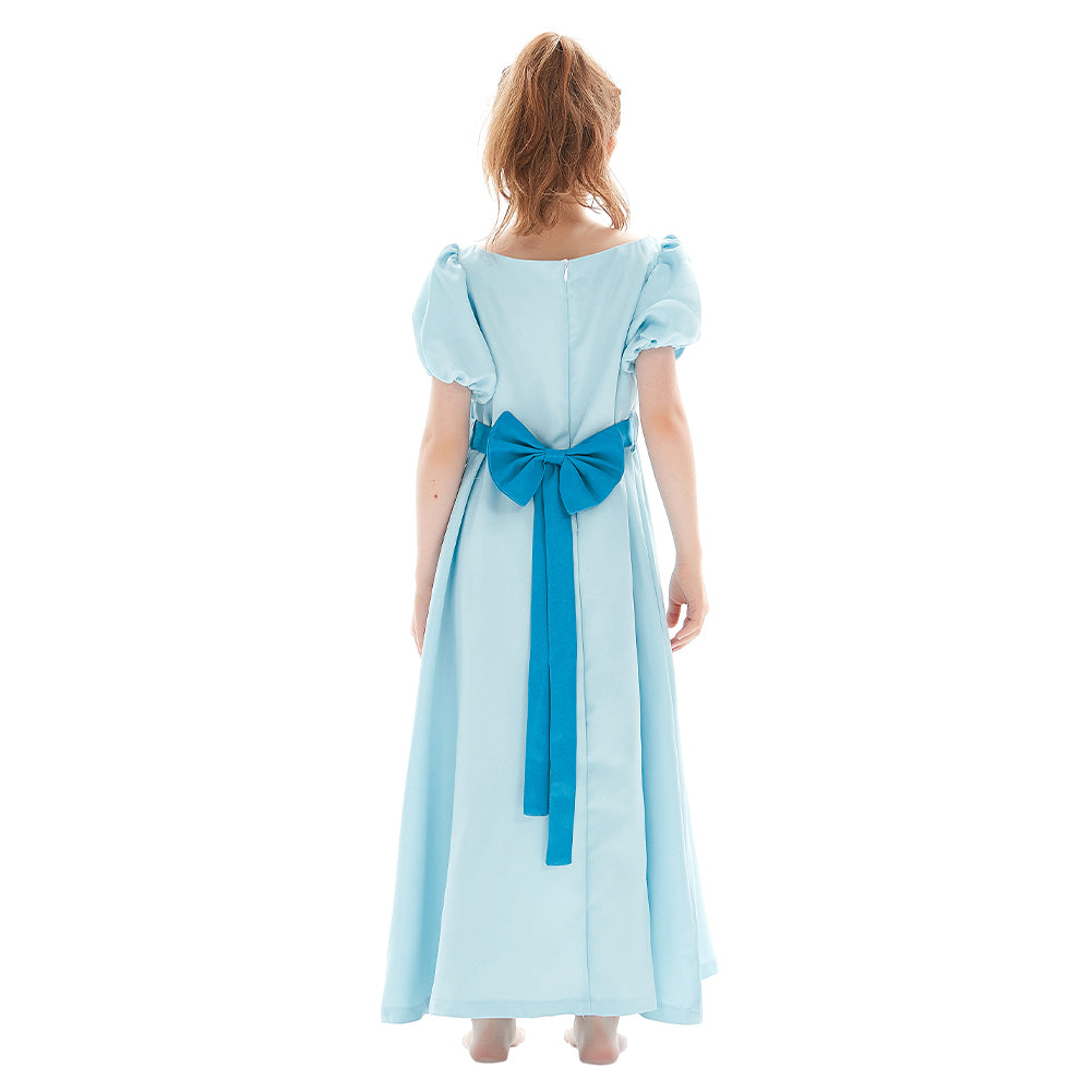 Kinder Mädchen Neverland Peter Pan Nimmerland Wendy Darling Kleid Cosplay Kostüm Blau