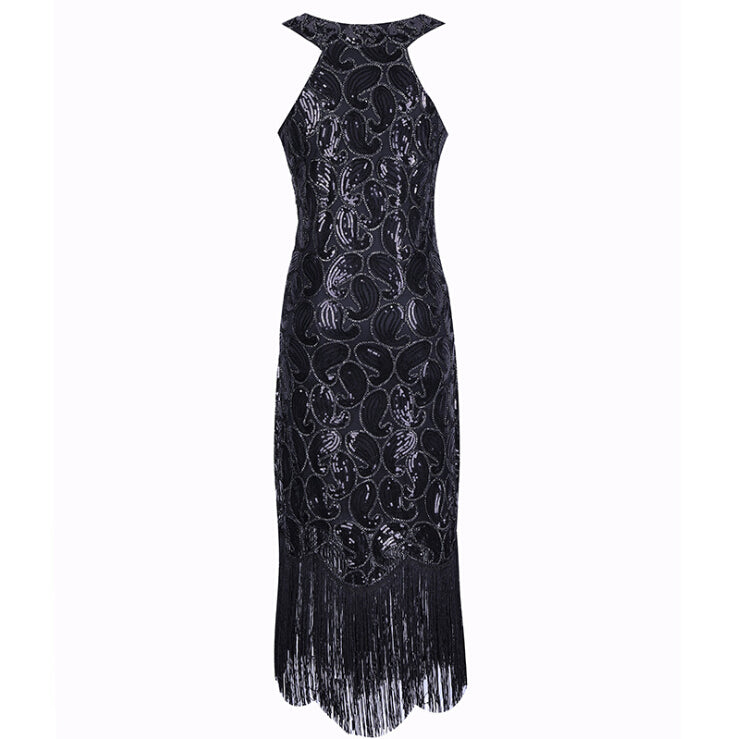 Damen Flapper Kleider Voller Pailletten Retro 1920er Jahre Stil Charleston Kleid V-Ausschnitt Motto Party Damen Kostüm Kleid