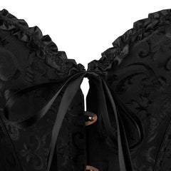 Damen Korsett Überbrust Korsett VERLÄNGERT SATIN SCHWARZ Korsett
