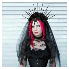 Damen Cosplay Haarband Halloween Party Dekoration Stirnband Foto Requisiten Halloween Karneval Kopfbügel Gothic Braut