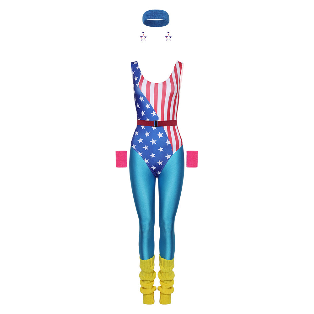 Damen Cosplay Kostüm Outfits Halloween Faschingskostüm 80sTrainingsanzug 80er 90er Leotard Legging
