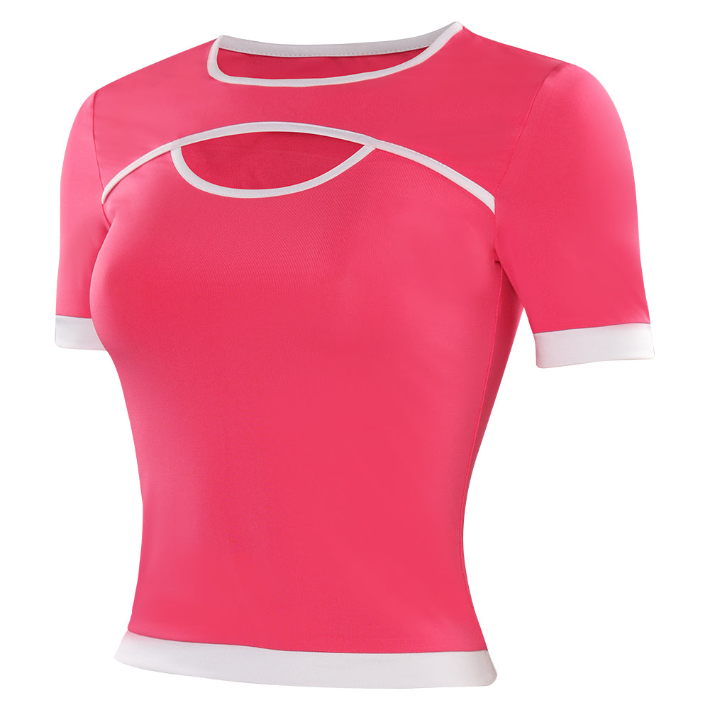 Damen rosa Sommer Shirt Cosplay Kostüm Outfits Halloween Karneval Party Anzug
