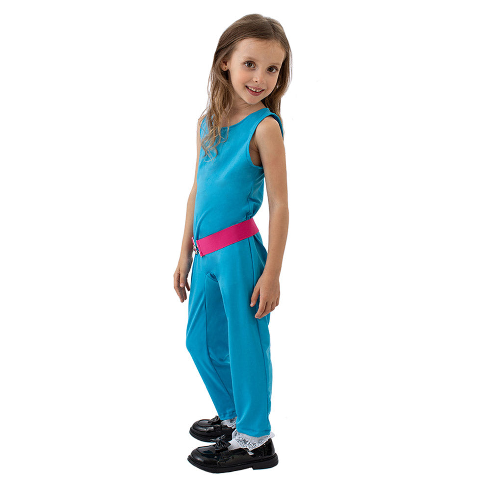 Kinder Mädchen blau Jumpsuit Cosplay Kostüm Outfits Halloween Karneval Party Anzug