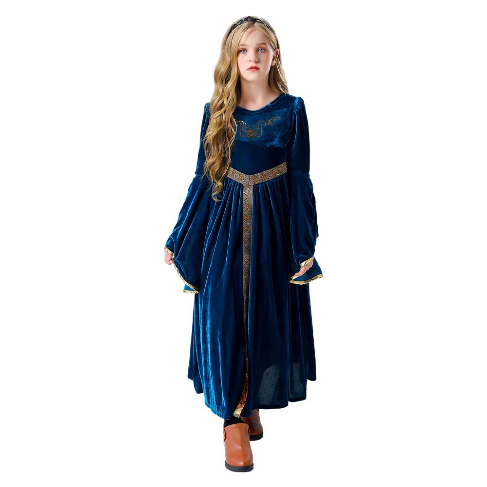 Kinder Mädchen blau Retro Mittelalterliches Palast Prinzessin Kleid Cosplay Kostüm Outfits Halloween Karneval Anzug