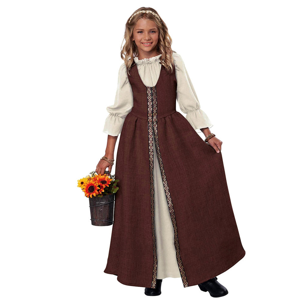 Kinder Mädchen Kleid Mittelalterliches Retro Party Palast Kostüm Bühnenauftritt Kostüm Kinderauftritt Halloween Karnevalsanzug