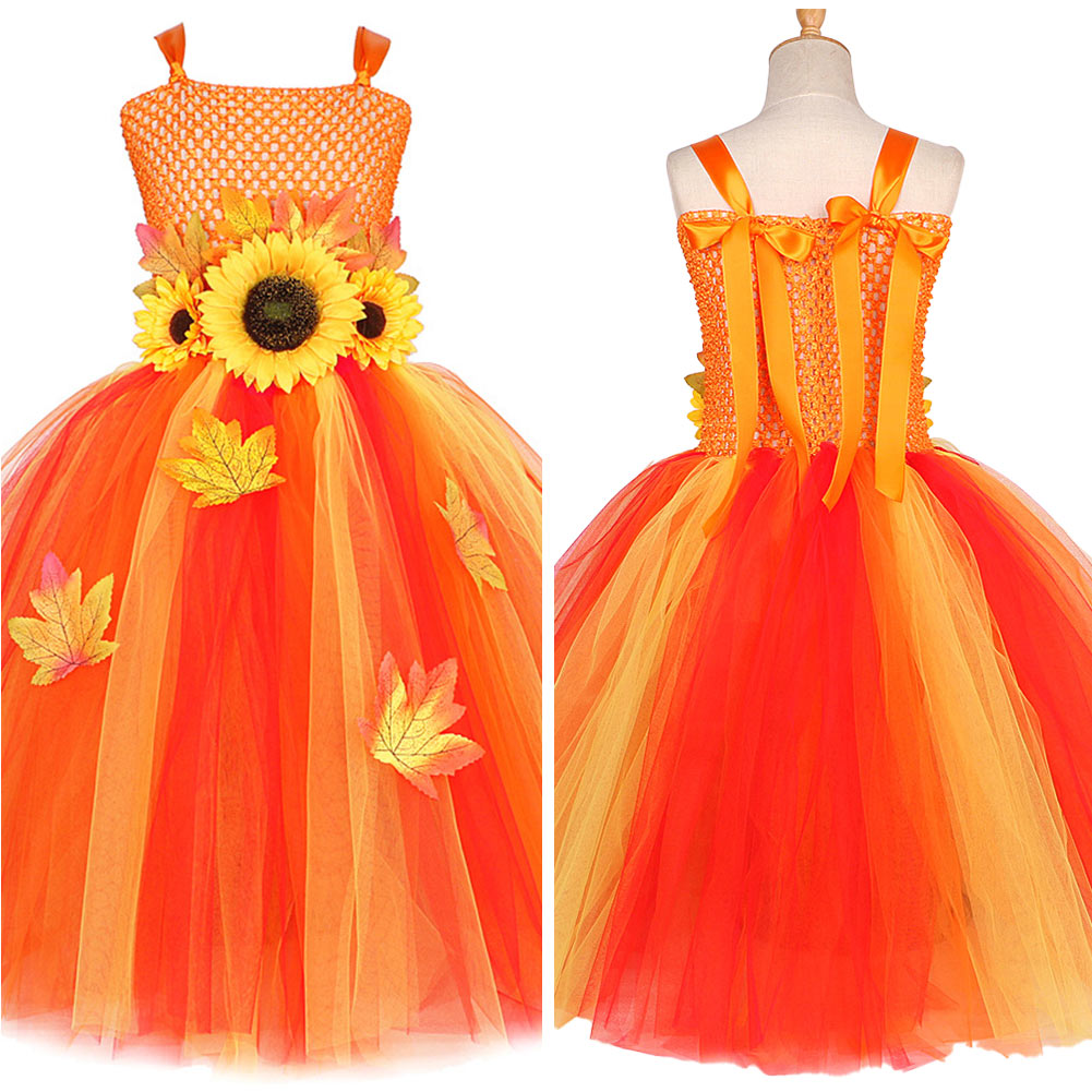 Kinder Mädchen Sonnenblume Prinzessin TUTU Kleid Rock Cosplay Kostüm Outfits